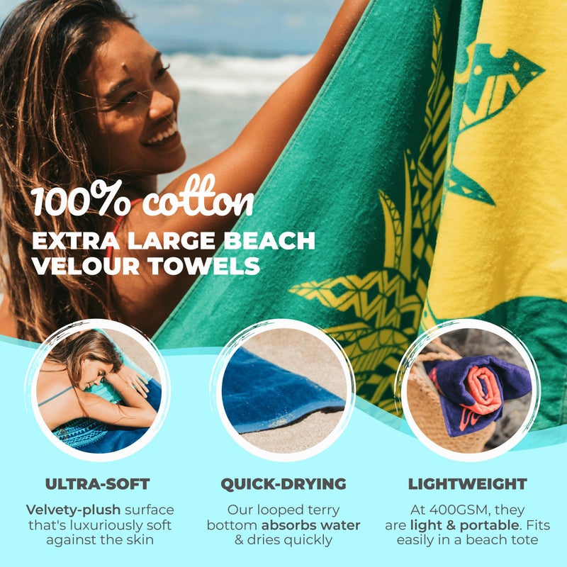 Nova Blue Pineapple Beach Towel â€“ Yellow and Green with A Tropical Design, Extra Large, XL (34â€X 63â€) Tropical Fruit, Yellow Beach Towel with Unique Design Made from 100% Cotton - Image 2